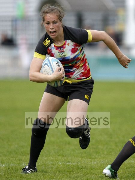 Emily Scarratt in action for England. FIRA-AER Womens Grand Prix 7s at Stadium Municipal,  Brive, 2nd June 2013.
