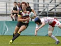 Jo Watmore in action for England. FIRA-AER Womens Grand Prix 7s at Stadium Municipal,  Brive, 2nd June 2013.