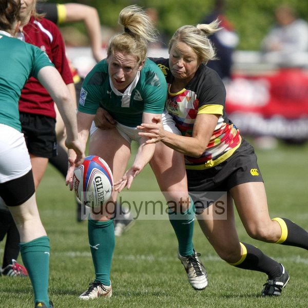 Jeanette Feighery in action for Ireland. Womens International Invitational tournament at the Marriott London Sevens. At Cardinal Vaughan and Twickenham Stadium, Whitton Road, Twickenham. On 12th May 2013.