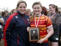 Claire Purdy and the U15 winning Captain. St George's Day Festival at Grasshoppers RFC, MacFarlane Lane (Off Syon Lane) Osterley Middlesex on 21st April 2013.