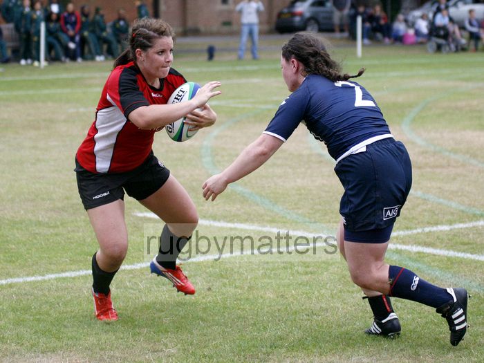 Emily Barber in action. Canada v USA in the U20's Nations Cup Final, Trent College, Derby Road, Long Eaton, Nottingham, 21st July 2013, kick off 1700.