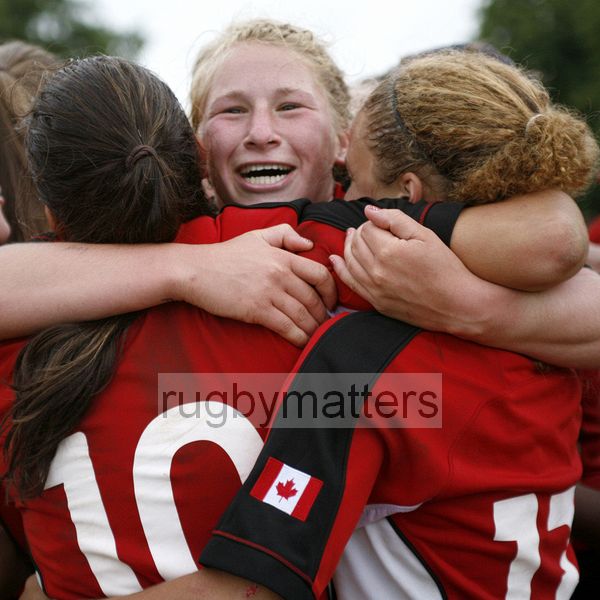 Emily Belchos celebrates with team mates. Canada v USA in the U20's Nations Cup Final, Trent College, Derby Road, Long Eaton, Nottingham, 21st July 2013, kick off 1700.