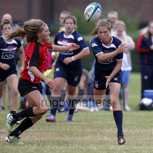 Anne Peterson in action. Canada v USA in the U20's Nations Cup Final, Trent College, Derby Road, Long Eaton, Nottingham, 21st July 2013, kick off 1700.