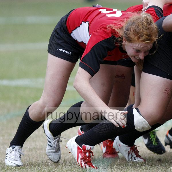 Lauren McEwan in action at a scrum. Canada v USA in the U20's Nations Cup Final, Trent College, Derby Road, Long Eaton, Nottingham, 21st July 2013, kick off 1700.