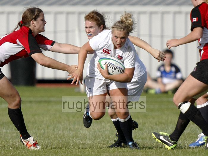 Lauren Chenoweth in action. England v Canada in the U20's Nations Cup, Trent College, Derby Road, Long Eaton, Nottingham, 14th July 2013, kick off 1700.