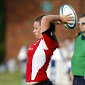 Charli Mocon about to take a lineout throw. England v Canada in the U20's Nations Cup, Trent College, Derby Road, Long Eaton, Nottingham, 14th July 2013, kick off 1700.