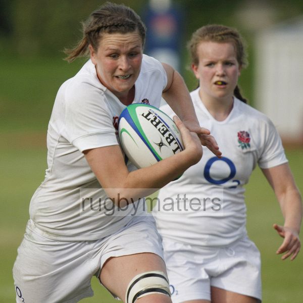 Ellie Gattlin in action. England v Canada in the U20's Nations Cup, Trent College, Derby Road, Long Eaton, Nottingham, 14th July 2013, kick off 1700.