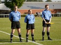 The match officials during the anthems. England v South Africa in the U20's Nations Cup, Trent College, Derby Road, Long Eaton, Nottingham, 11th July 2013, kick off 1900.