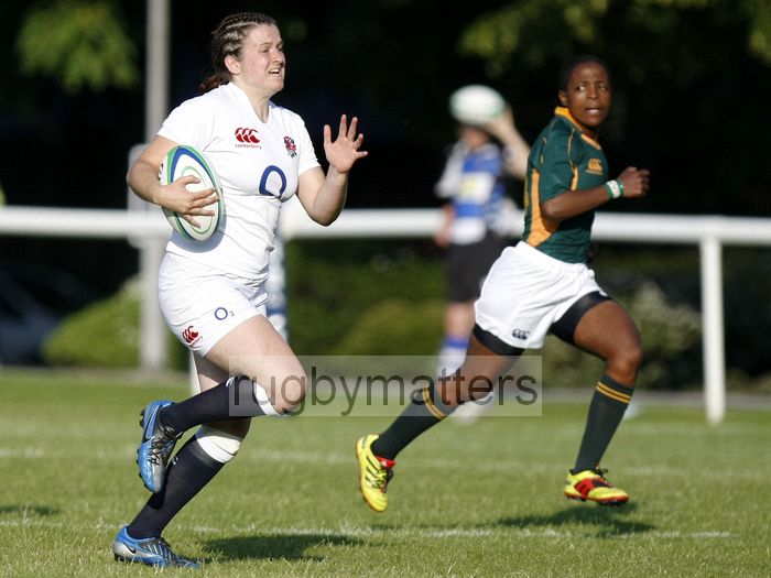 Georgia Peedle in action for England. England v South Africa in the U20's Nations Cup, Trent College, Derby Road, Long Eaton, Nottingham, 11th July 2013, kick off 1900.