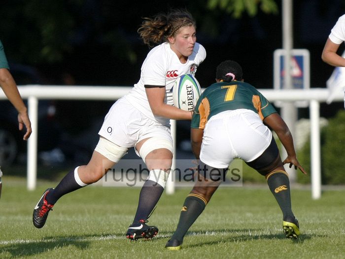 Lucie Wood in action for England. England v South Africa in the U20's Nations Cup, Trent College, Derby Road, Long Eaton, Nottingham, 11th July 2013, kick off 1900.