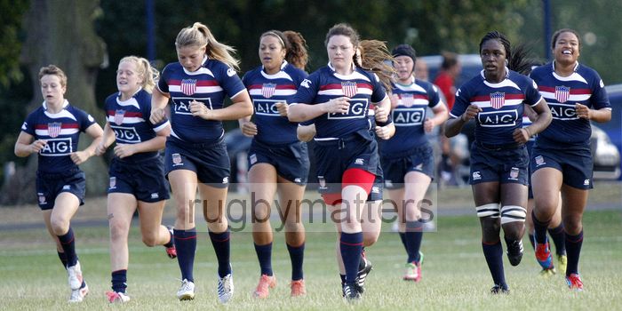 USA jog back up field after scoring an early try. England v USA in the U20's Nations Cup, Trent College, Derby Road, Long Eaton, Nottingham, 17th July 2013, kick off 1900.