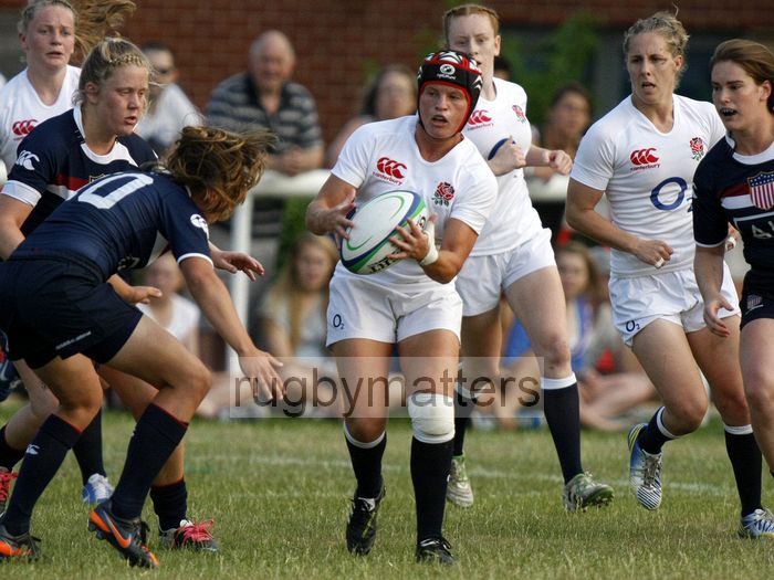 Bianca Blackburn in action. England v USA in the U20's Nations Cup, Trent College, Derby Road, Long Eaton, Nottingham, 17th July 2013, kick off 1900.