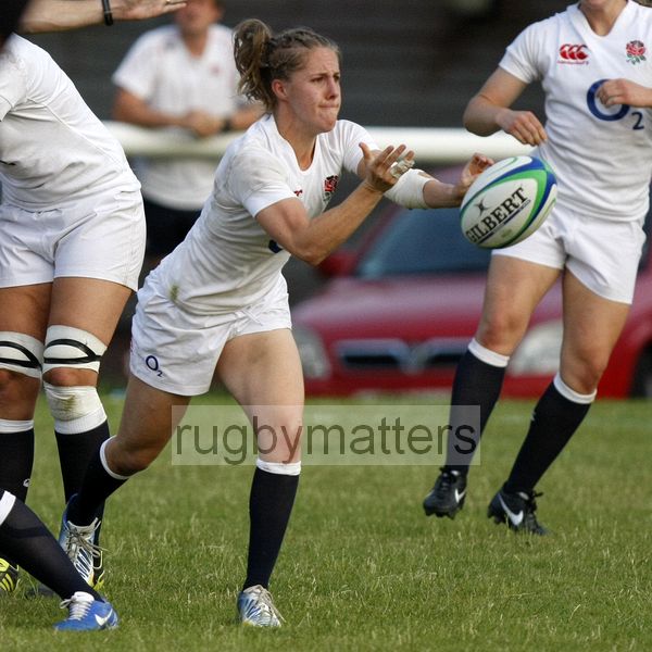 Kayleigh Callaway-Bawden in action. England v USA in the U20's Nations Cup, Trent College, Derby Road, Long Eaton, Nottingham, 17th July 2013, kick off 1900.