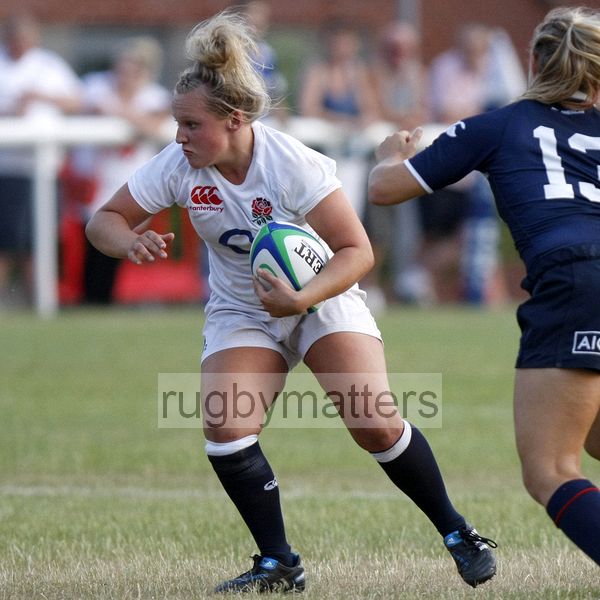 Lauren Chenoweth in action. England v USA in the U20's Nations Cup, Trent College, Derby Road, Long Eaton, Nottingham, 17th July 2013, kick off 1900.