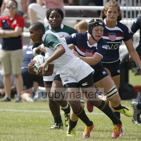 Vuyolwethu Maqholo in action. South Africa v USA in the U20's Nations Cup, Trent College, Derby Road, Long Eaton, Nottingham, 14th July 2013, kick off 1400.