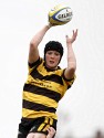 Jo McGilchrist secures the ball in a lineout. Wasps v Worcester at Twyford Avenue Sports Ground, Twyford Avenue, Acton, London on 28th April 2013 KO 1500.