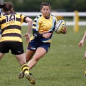 Sarah Guest on the charge. Wasps v Worcester at Twyford Avenue Sports Ground, Twyford Avenue, Acton, London on 28th April 2013 KO 1500.
