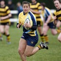 Sarah Guest makes a break. Wasps v Worcester at Twyford Avenue Sports Ground, Twyford Avenue, Acton, London on 28th April 2013 KO 1500.