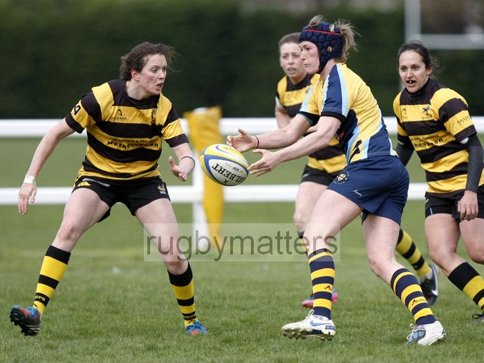 Jenny Brightmore in action. Wasps v Worcester at Twyford Avenue Sports Ground, Twyford Avenue, Acton, London on 28th April 2013 KO 1500.