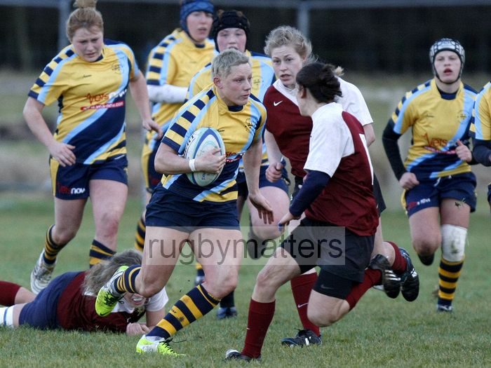 Heather Fisher in action. Worcester v Bristol at Sixways, Worcester on 9th December 2012.