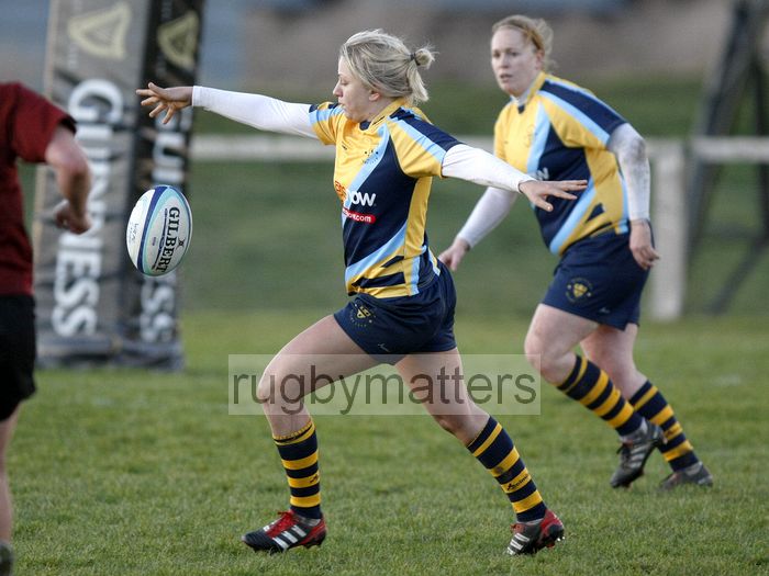 Ceri Large prepares to kick the ball. Worcester v Bristol at Sixways, Worcester on 9th December 2012.