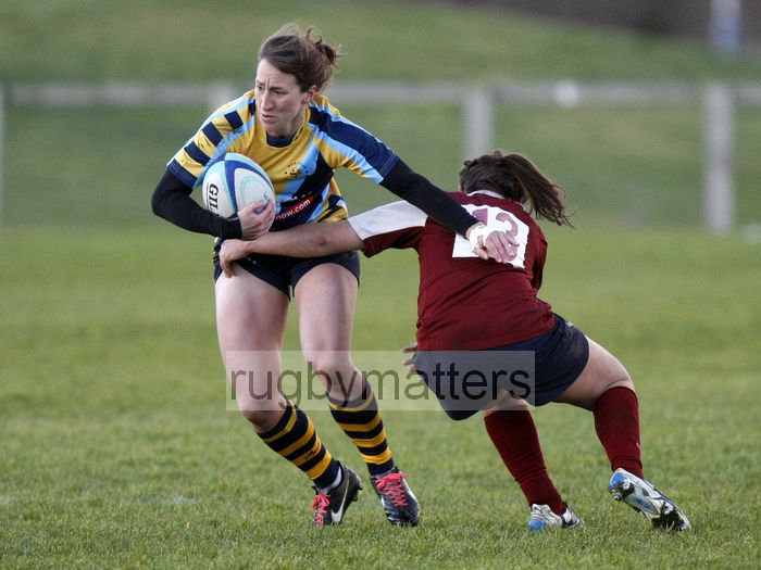 Kat Merchant in action. Worcester v Bristol at Sixways, Worcester on 9th December 2012.