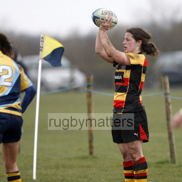 Emma Croker ready to put the ball into a lineout. Worcester v Richmond at Sixways, Pershore Lane, Hindlip, Worcester on 7th April 2013 KO 1430.
