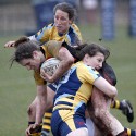 Becky Essex tackled. Worcester v Richmond at Sixways, Pershore Lane, Hindlip, Worcester on 7th April 2013 KO 1430.