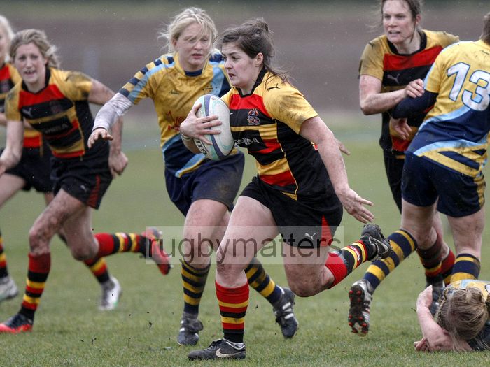 Nicola Hoole on the charge. Worcester v Richmond at Sixways, Pershore Lane, Hindlip, Worcester on 7th April 2013 KO 1430.