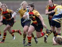 Nicola Hoole on the charge. Worcester v Richmond at Sixways, Pershore Lane, Hindlip, Worcester on 7th April 2013 KO 1430.