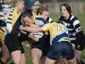 Kat Merchant takes the ball into contact. Worcester v Thurrock T-Birds at Sixways, Worcester on 16th December 2012.