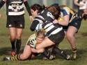 Katie Fenn tackled. Worcester v Thurrock T-Birds at Sixways, Worcester on 16th December 2012.