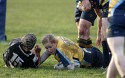 Darel Poole grounds the ball to score a try. Worcester v Thurrock T-Birds at Sixways, Worcester on 16th December 2012.