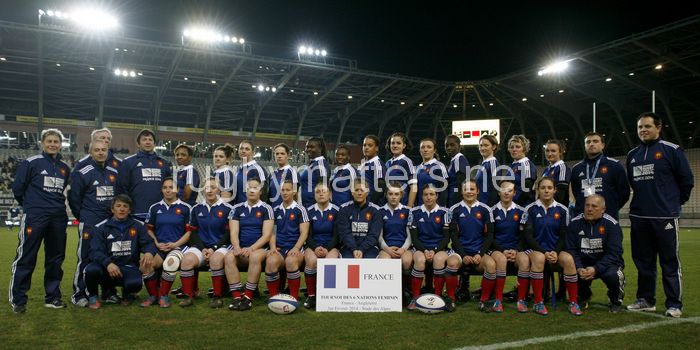 The French Women's squad pre match. France Women v England Women in the Six Nations 2014 at Stade des Alpes, Grenoble, France on Saturday 1st February 2014, kick off 2055