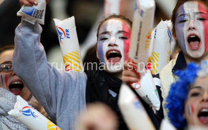 French fans. France Women v England Women in the Six Nations 2014 at Stade des Alpes, Grenoble, France on Saturday 1st February 2014, kick off 2055
