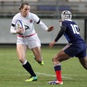 Kat Merchant in action. France Women v England Women in the Six Nations 2014 at Stade des Alpes, Grenoble, France on Saturday 1st February 2014, kick off 2055