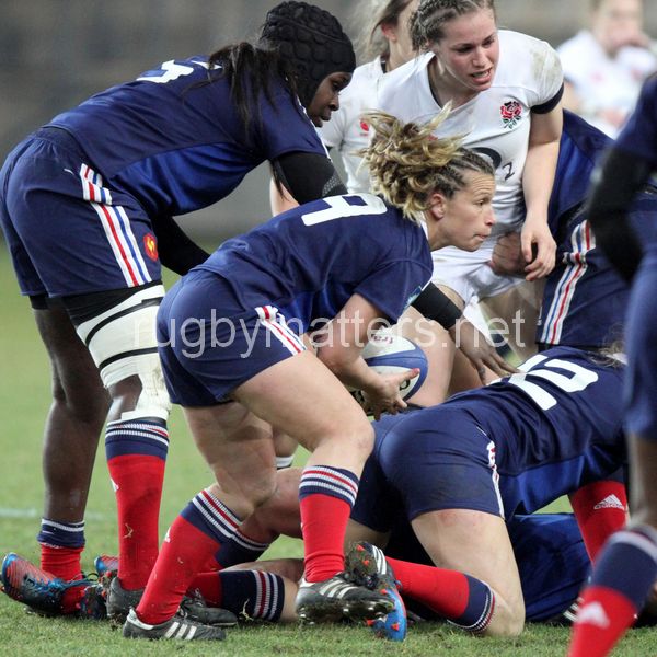 Jennifer Troncy in action. France Women v England Women in the Six Nations 2014 at Stade des Alpes, Grenoble, France on Saturday 1st February 2014, kick off 2055