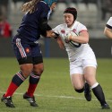 Laura Keates in action. France Women v England Women in the Six Nations 2014 at Stade des Alpes, Grenoble, France on Saturday 1st February 2014, kick off 2055