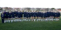 Scotland line up for the Anthems. Scotland Women v England Women in the Six Nations 2014 at Rubislaw, Aberdeen, Scotland on Sunday 9th February 2014, kick off 1400
