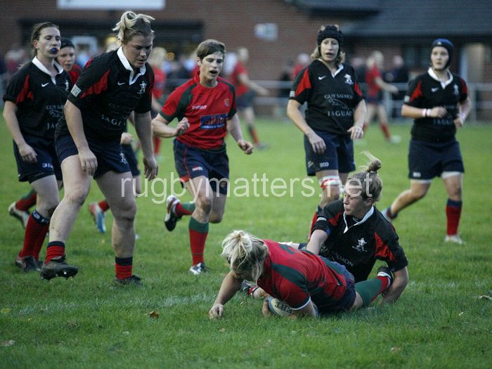 Vicky Fleetwood crosses the line to score a try. Aylesford v Lichfield at Jack Williams Ground, Hall Rd, Aylesford on 12th October 2013, ko 17.30