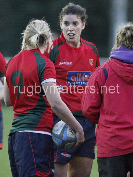 Mo Hunt and Sarah Hunter in conference. Aylesford v Lichfield at Jack Williams Ground, Hall Rd, Aylesford on 12th October 2013, ko 17.30