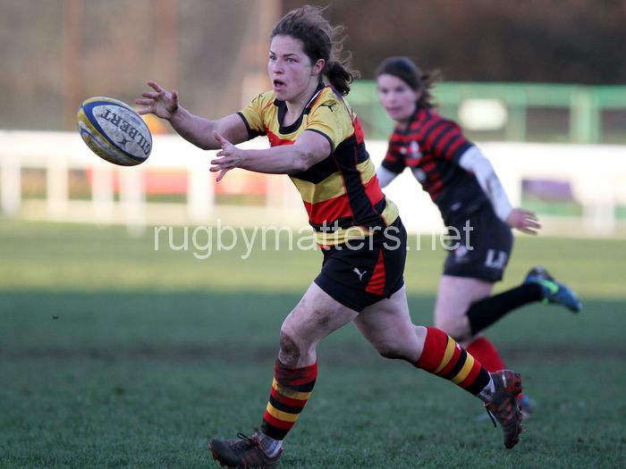 Emma Croker in action. Richmond v Saracens at The Athletic Ground, Twickenham Road, Richmond, London on 23rd December 2013, ko 1400