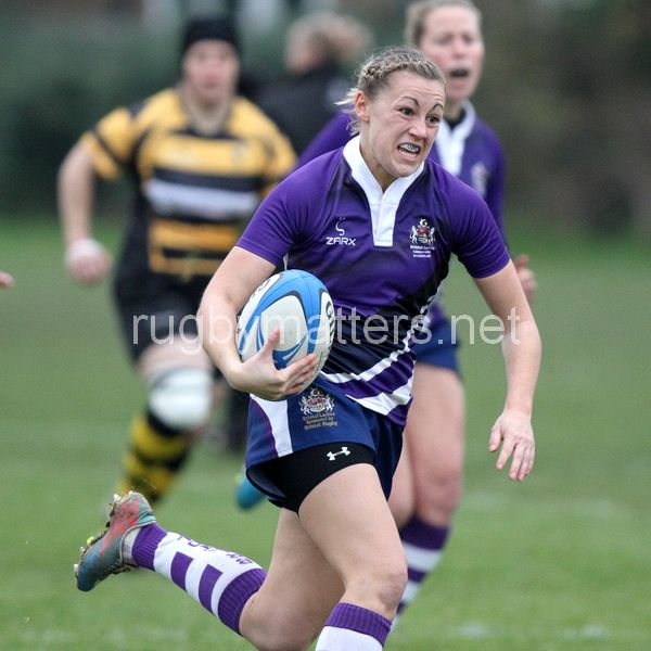 Katie Mason makes a break and goes on to score a try. Wasps v Bristol at Twyford Avenue, Acton, London, England on 17th November 2013 ko 1400