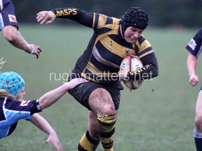 Claire Purdy in action. Wasps v DMP Sharks at Twyford Avenue, London on 15th December 2013, ko 1400