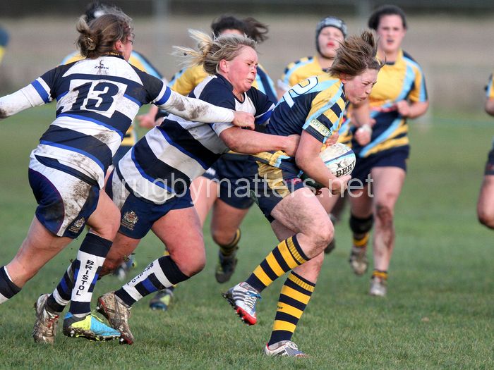 Meg Goddard in action. Worcester v Bristol at Sixways, Worcester on 8th December 2013, ko 1400