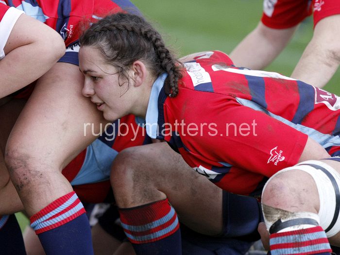 Hannah Shield at a scrum. Worcester v DMP Sharks at Westons Land Pitches, Sixways, Pershore Lane, Worcester on 27th October 2013 ko 1400
