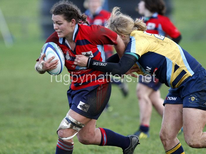 Hannah Shield in action. Worcester v DMP Sharks at Westons Land Pitches, Sixways, Pershore Lane, Worcester on 27th October 2013 ko 1400