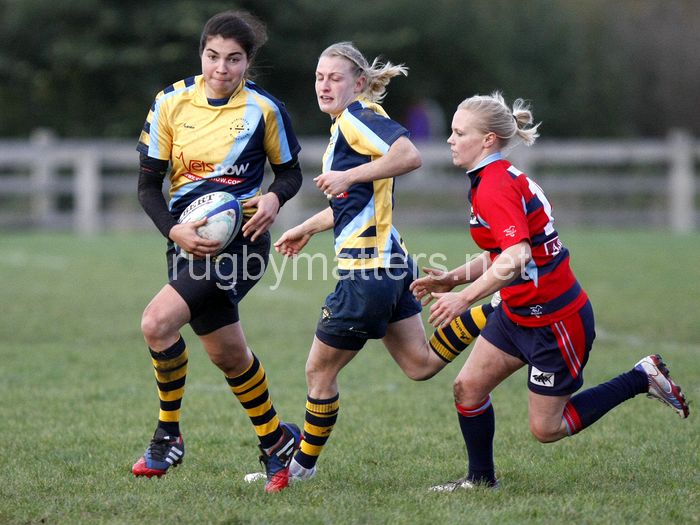 Sophie Watkiss in action. Worcester v DMP Sharks at Westons Land Pitches, Sixways, Pershore Lane, Worcester on 27th October 2013 ko 1400